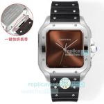 THB Cartier Santos de Cartier Automatic Chocolate Dial Swiss Reissue Watch 